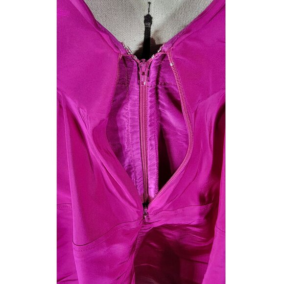 Zac Posen Fuchsia Silk Fit & Flare Cocktail Dress, USA Made, Womens Size 4 - Picture 10 of 15